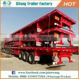 Durable 20ft 40ft Container Transport Semi Trailer Tri-axle Flatbed Trailer thumbnail-1