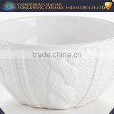 China White Embossed Ceramic Non Stick Microwavable Mixing Bowls thumbnail-2