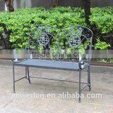 Courtyard Antirust Wrought Iron Blcak Bench thumbnail-1