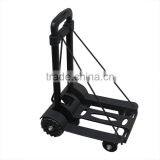 Mini Folding Shopping Cart With 2 Wheels/Lightweight Black Iron Alloy Folding Luggage Cart/ Portable Hand Trolley thumbnail-3