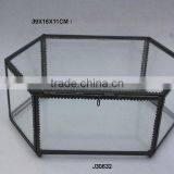 Plane Glass and Brass Box With Brass Fittings in Grey Colour With Sides Like a Triangle