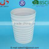Dimple Stripes Design Glazed White Ceramic Plant Garden Vase thumbnail-3
