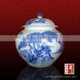 Good-looking Round Belly Blue and White Ceramic Food Storage Jar thumbnail-1
