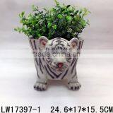 2017 Latest Stylish Polyresin Decoration Cute Tiger Flowerpot Best Art Decor for Garden 2 Colors thumbnail-2