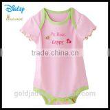 Custom 100% Cotton New 2014 Print Baby Romper Pink