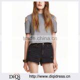 Cropped Jersey Top With Short Sleeves With Openings Crop Tops Wholesale thumbnail-1