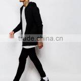 Custom Long Sleeve Pouch Pockets With Hood Longline Black Men's 100% Cotton Casual Comfort Fit Breathable Zipper Up Hoodies thumbnail-4