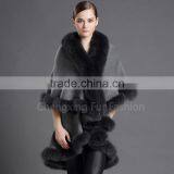 CX-B-P-17C Fur Decora Fashion Italian Cashmere Pashmina Shawl With Fur thumbnail-3