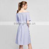 Maxnegio off Shoulder Striped Dress With Embroidery for Girls thumbnail-3