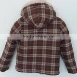 Baby Boys Brown Grid Over Coat With Faux Fur Cap for Winter thumbnail-2
