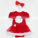 Children Christmas Outifit Santa Claus Baby Clothes Romper Red Booming Chiffon Clothing