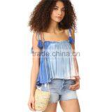 Hot Sleeveless Tie Dye Tassel Straps 2017 Blouse Women Summer thumbnail-6