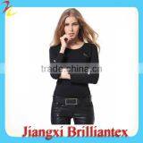 Plain Black Long Sleeve T Shirt For Women thumbnail-1