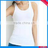 Womens Plain White Cotton Loose Vest Tops thumbnail-1