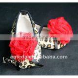 Newborn Baby Girl Leopard Shoes With Red Rosettes GS262 thumbnail-1
