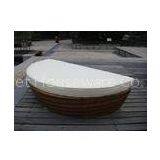 Half Round Outdoor Rattan Daybed With White Cushion And Pillow