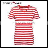 T092-1533R OEM Red And White Striped T Shirt Wholesale China, 95%Cotton Shirts High Quality thumbnail-1