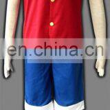 ShunShineFun-Free Shipping One Piece Monkey.D.Luffy Two Years Ago Red Anime Cosplay Costume thumbnail-2
