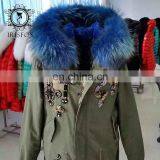 High-end Italy Style Super Big Fur Hood Military Long Fur Parka Jacket thumbnail-2