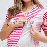 2017 New Design Maternity Nursing T-Shirt With Wrap Overlay In Pink Stripe thumbnail-3
