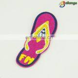 cute slippers shape cheap applique patches iron on clothes, embroidered patch for shoes