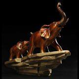 Bronze Elephant Family Statue Including Mother and Calf Elephant Sculpture thumbnail-1