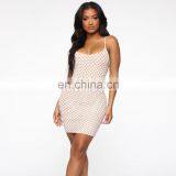 Wholesale Casual Explosive Women's Sling Round Collar Hollow Mesh Gauze Contrasting Slim Dresses thumbnail-5
