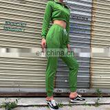 Custom Logo Skinny Crop Top Wholesale Sporty Reflective Stripe Womens Pant 2 Piece Clothing Set thumbnail-3