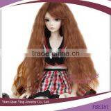 long brown curly synthetic mohair doll wigs cute