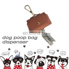 leather dog poop bag dispenser artificial leather bag for dog walking waterproof and  durable