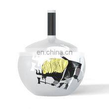 Modern Unique Desigh Decal Painting Living Room Decoration Porcelain White Ceramic Flower Vase For Table Decor thumbnail-3