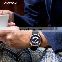SINOBI Blue Leather Band Wrist Watches S9815G Chronograph Hand Watches Man Hollow Out Pointer Male Watch Montre Homme thumbnail-2