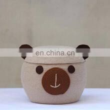 Hot Sale Bear Toy Basket for Kids, Basket Made With Cotton Ropre Cute Natural Basket Nursery Decoration for Baby and Kids thumbnail-1