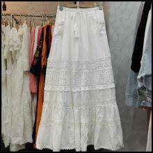 Fairy Lace Stitching Pocket Cotton Skirt~2023 Early Spring New Style European and American Style Sweet A-line Skirt thumbnail-5