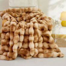 Faux Rabbit Fur Mink Various Good Quality Double Weighted Safety and Environmental Protection Skin-Friendly Softness Blanket thumbnail-4