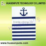 Navy Blue Strip Printed Leather Case Cover Smart Stand for IPad5