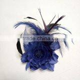Colorful Artificial Fabric and Feather Flower Brooch thumbnail-3