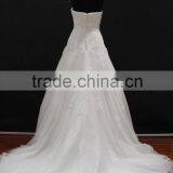 Real Factory Sample! Soft Tulle Drapping Belt With Beading Trim Scoop Neckline A-line Wedding Gown thumbnail-5