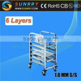New Style stainless Steel Single Row room service trolley and Pan Trolley