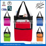 reusable shopping foldable bag with front zipper pocket