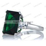 Silver Large Green Stone Cocktail Gay Men's Ring thumbnail-2