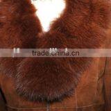 Fashion Design Double Face Shearing Lamb Fur Garment With Fox Fur Collar Detachable thumbnail-4