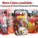 Dual-Protective 3D Phone Case for Samsung S3/ Sublimation cell phone case/ sublimation mobile phone case/ sublimation phone case
