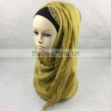 Wholesale Hot Infinity Cotton Hijab Scarf With Lace Around Muslim Pashmina thumbnail-3