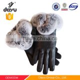 high quality fur leather hand gloves wrist length hand gloves