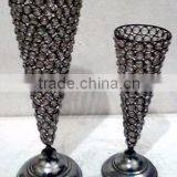 Aluminum,Iron & Glass Crystal Chimney Votive T-Light Candle Holder thumbnail-2