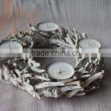 2017 Wholesaleround Wicker Wooden Candle Holder for Decoration thumbnail-1