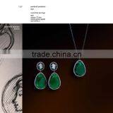 Hot Product Fashion Jewelry 925 Silver Handmade Stones Green Cameo Jewelry Set Made in Italy P49 Cameo 12mm & O49 Cameo 12mm thumbnail-1