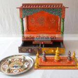 Beautifully Hand Painted Wooden Temple With 2 Drawers thumbnail-3