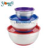 Non Slip Silicone Bottom Stainless Steel Mixing Bowls Set With Lids Kitchen Tools thumbnail-2
